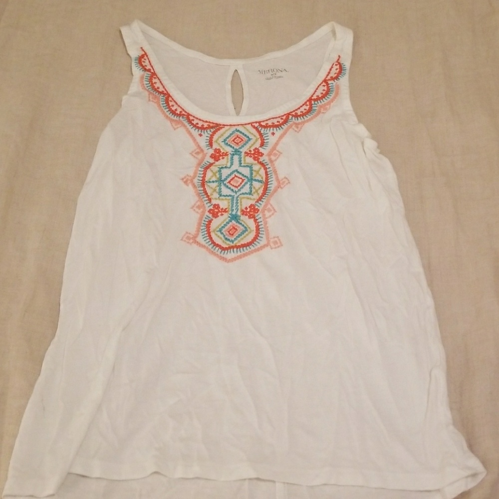 Merona Embroidered Tank Top Sz Small